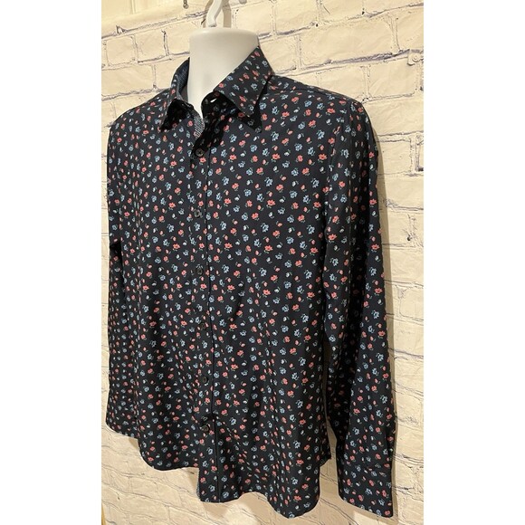 Construct Men’s Slim Fit Floral 4-Way Stretch Performance Long Sleeve Shirt M - Picture 3 of 8